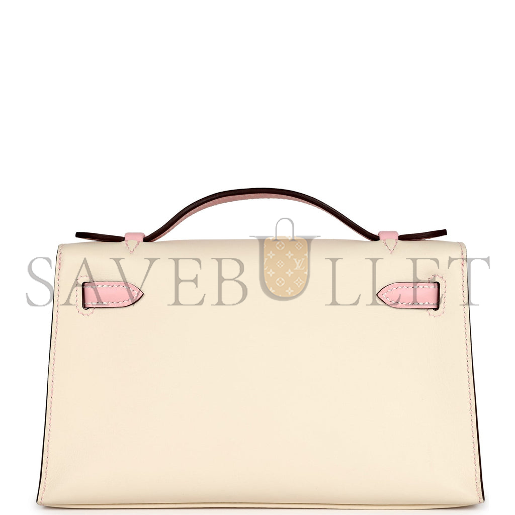 HERMÈS KELLY POCHETTE NATA AND ROSE SAKURA SWIFT (22*14*7cm) 